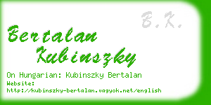 bertalan kubinszky business card